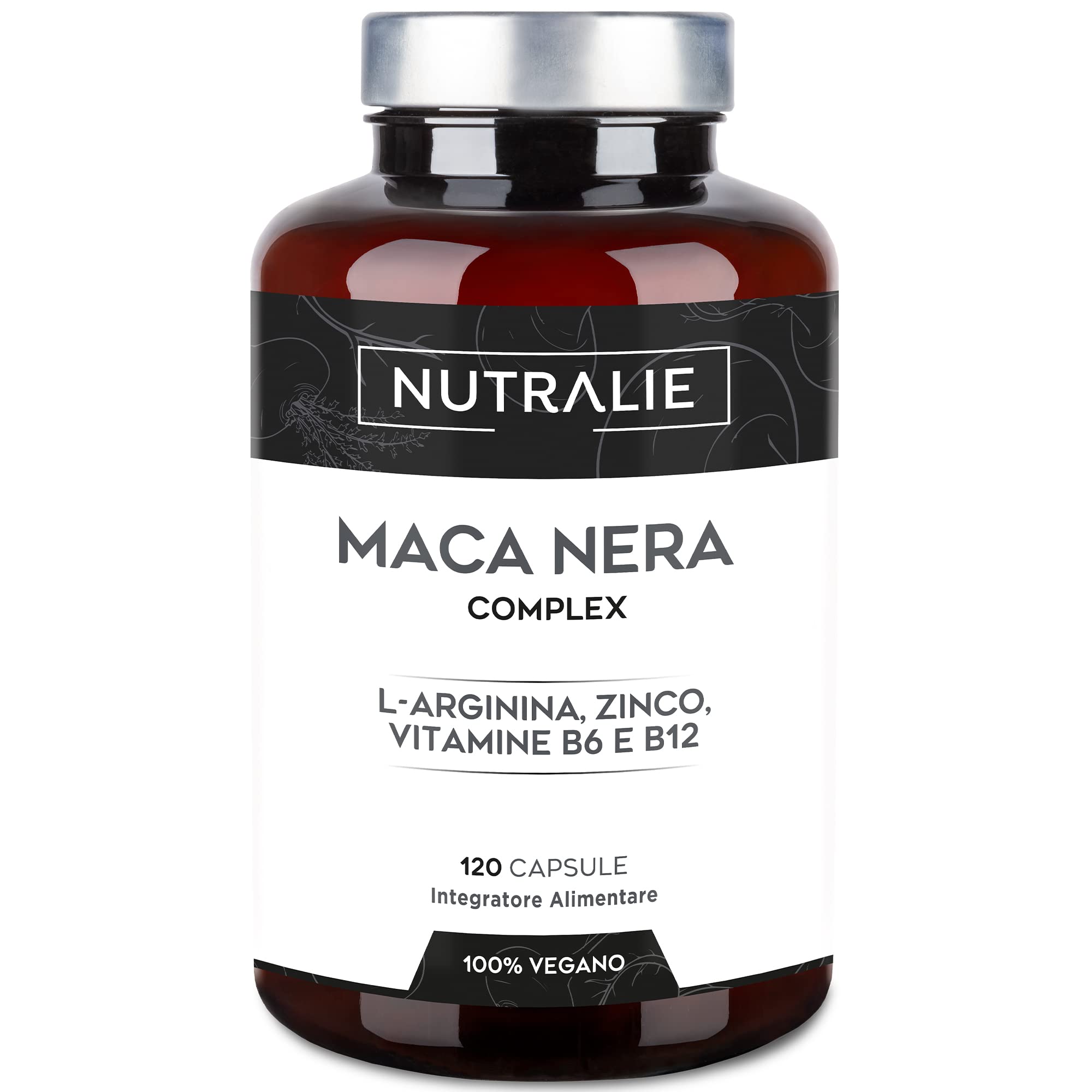 Premium Black Peruvian Maca 32000 mg - 2021 Award Winner - Andean Maca with L-Arginine + Zinc + High Concentration Vitamin B6 & B12 | 120 Vegan Maca Capsules by Nutralie - Boost Energy, Stamina & Libido for Athletes & Active Lifestyles