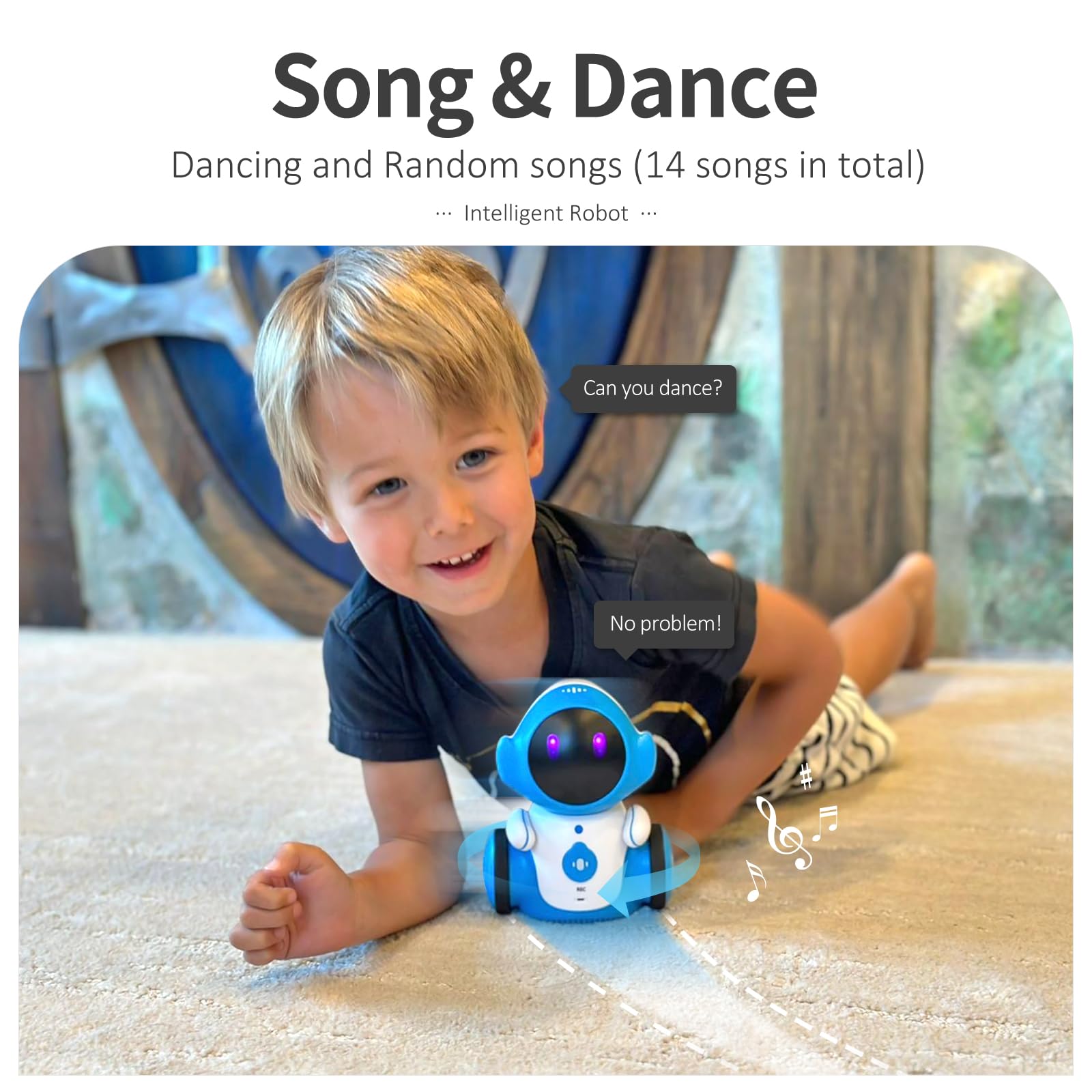 GILOBABY Rechargeable Smart Talking Robot Toy for Kids Ages 6+, Voice Controlled Touch Sensor with Singing Dancing Recording Repeat Functions - Interactive Educational Birthday Gift for Boys & Girls (Blue) | STEM Learning, Party Entertainment & Playtime Companion