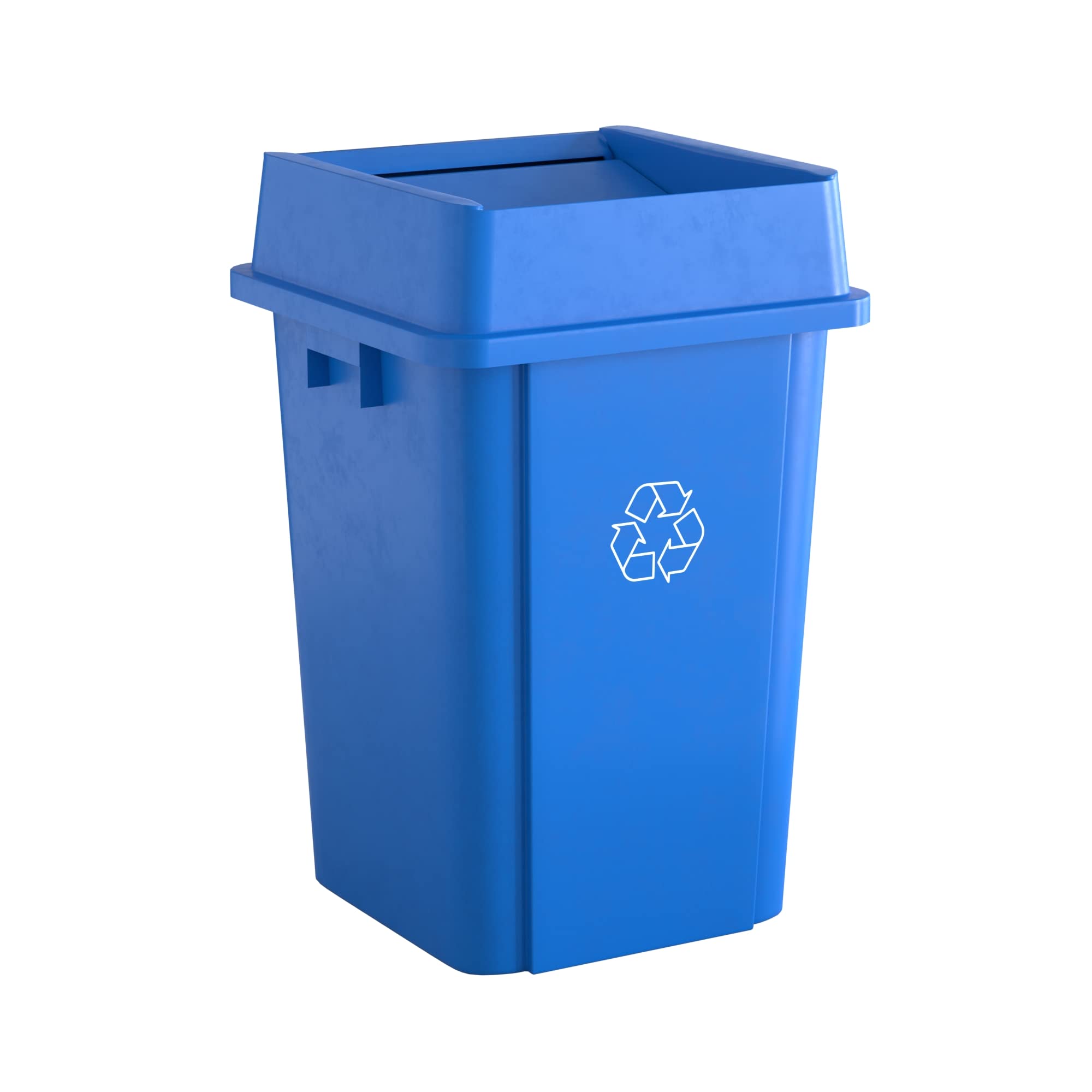19 Gallon Blue Square Commercial Trash Can with Lid - Heavy Duty Waste Bin for Office, Restaurant, Kitchen & Outdoor Use