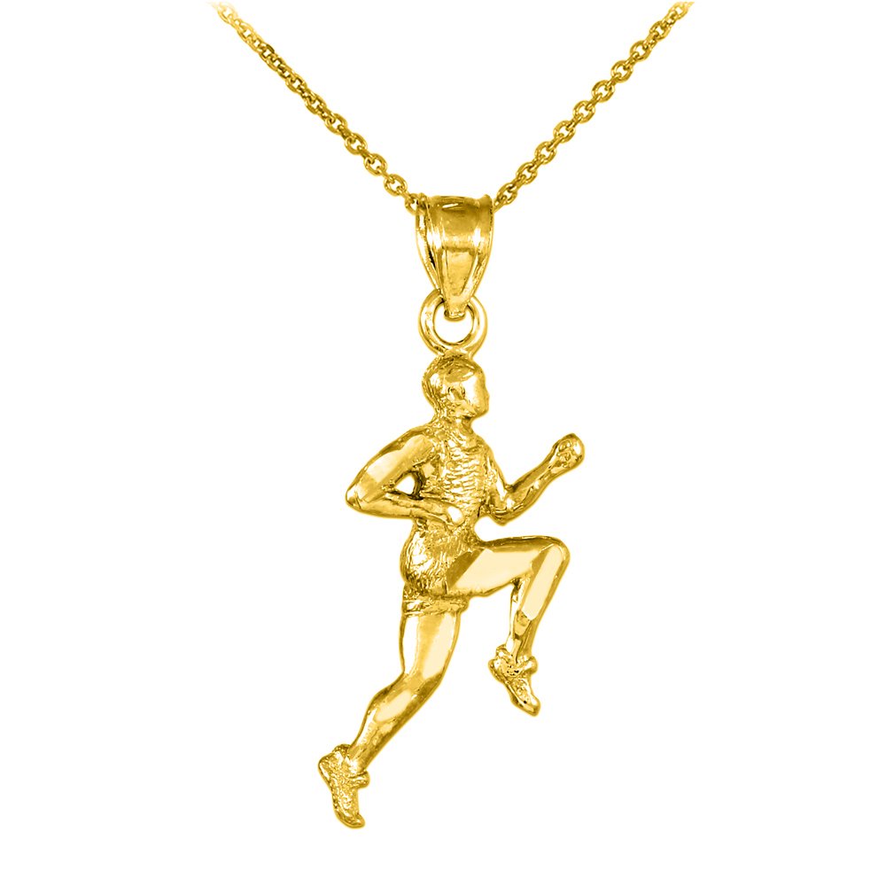 10K Yellow Gold Running Sports Pendant Necklace for Women - Athletic Jewelry Gift for Runners, Marathon, Fitness Enthusiasts - Perfect for Workouts, Races & Everyday Wear