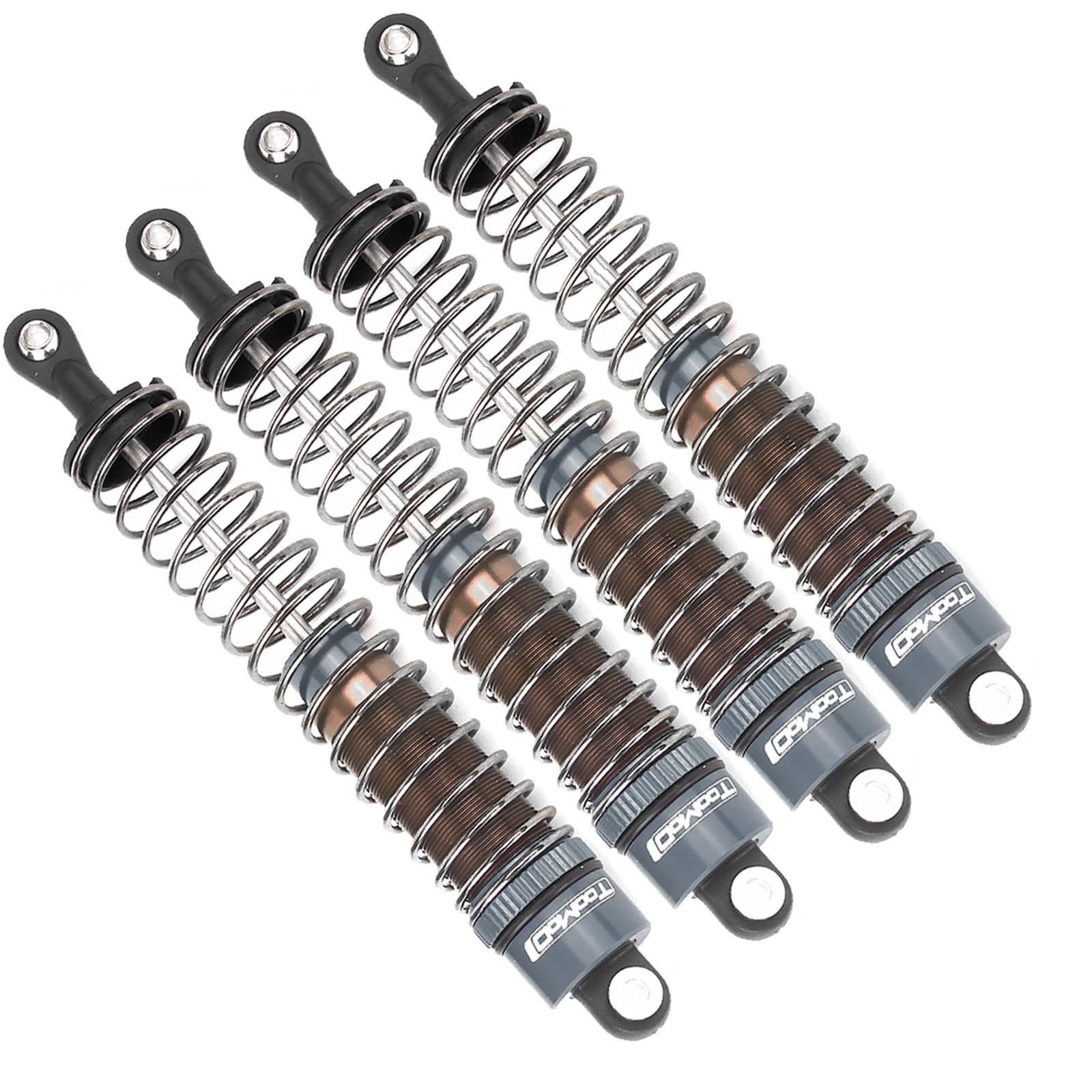 1/10 Scale 90mm RC Oil Filled Shock Absorbers Kit - Compatible with Tamiya Bullhead, SuperClod Buster, TRX4, Axial SCX10, D90 Crawler & Truck Upgrades - Durable Replacement Parts (Grey) - Perfect for Off-Road RC Car Performance & Crawling Adventures