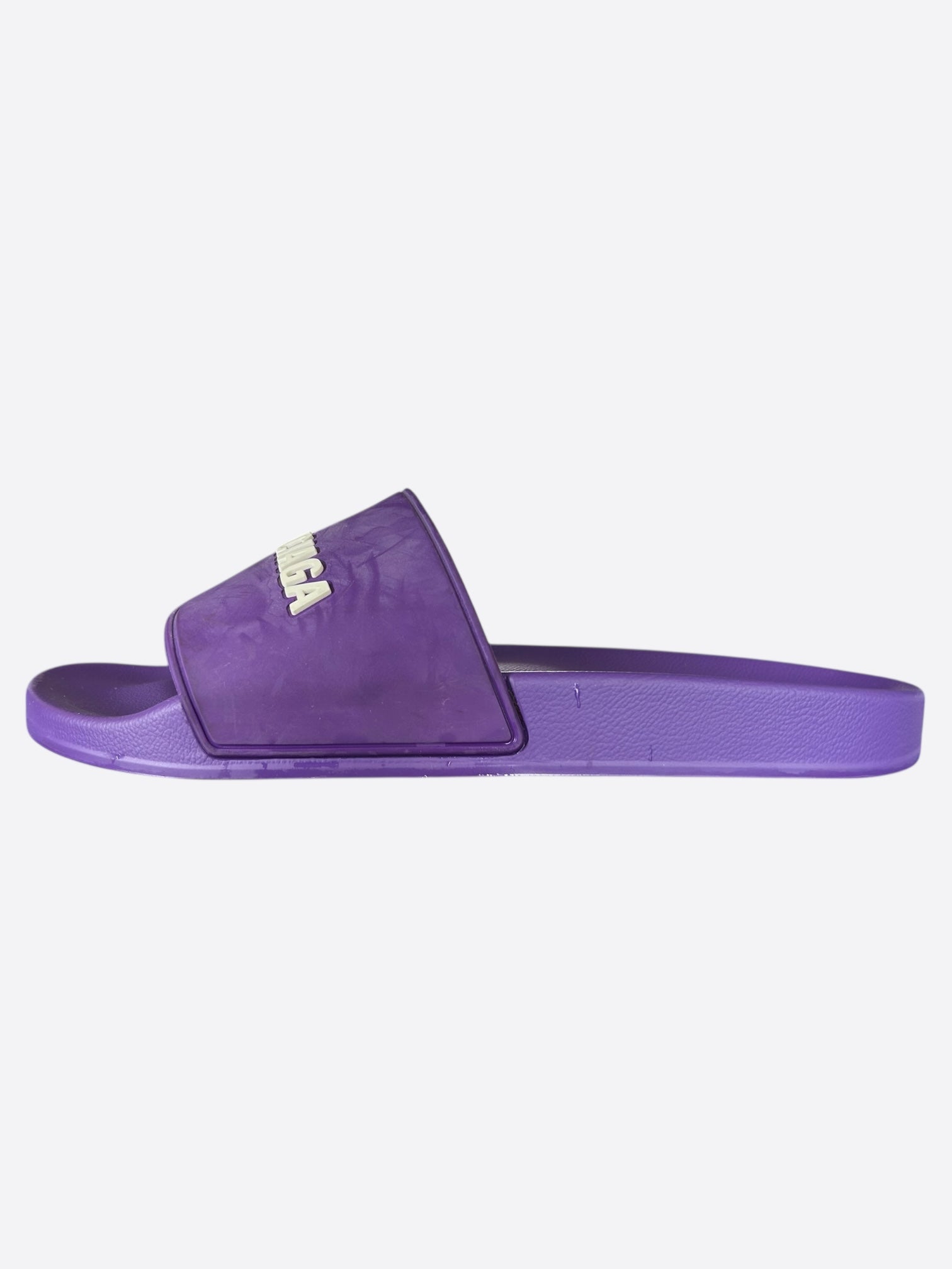 Balenciaga Purple & White Logo Slides for Men & Women - Comfortable Luxury Slides for Casual Wear, Beach, Pool & Home Use