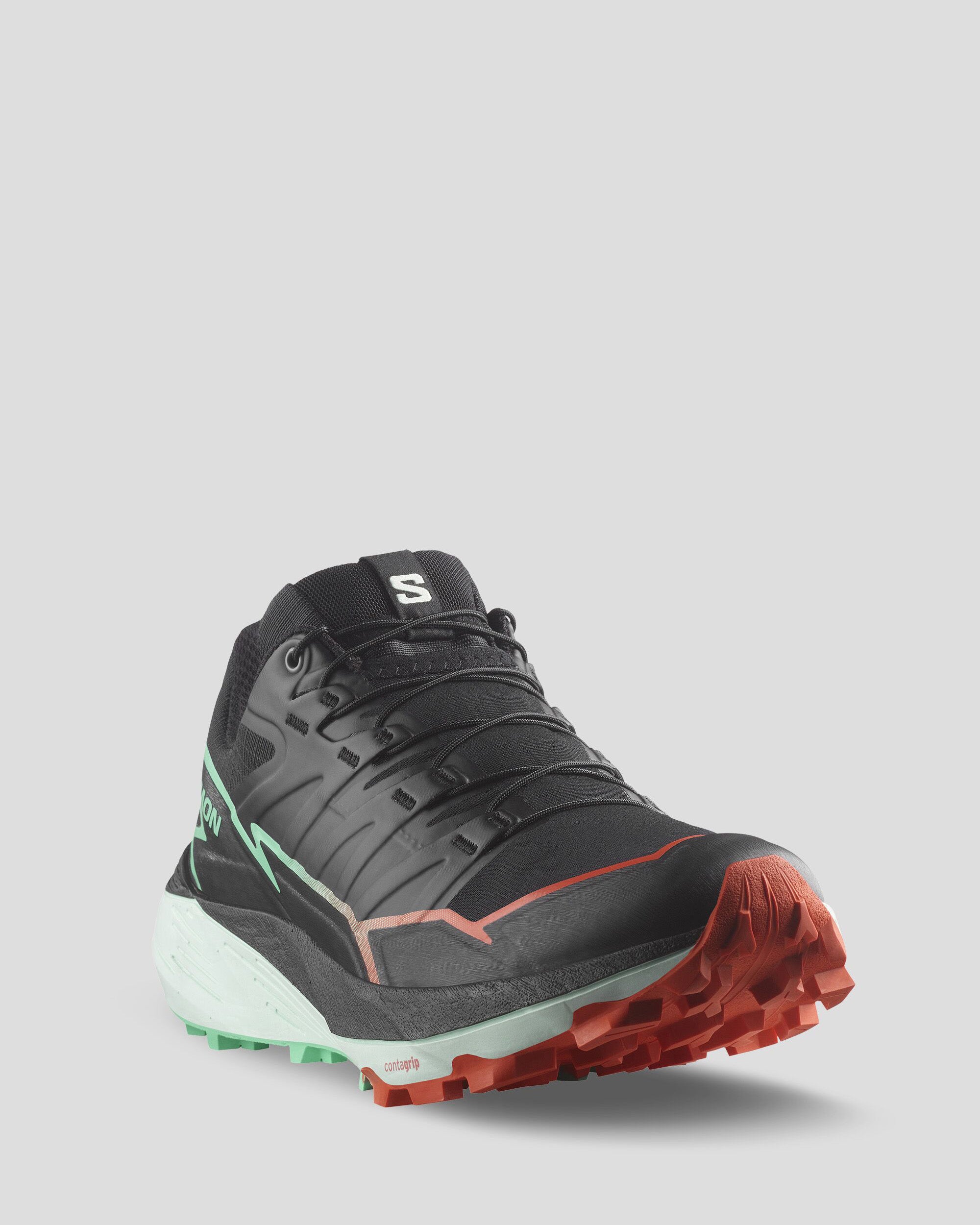 Women's Salomon Thundercross Trail Running Shoes - Black/Bay/Cherry Tomato | Lightweight & Durable for Hiking, Jogging & Outdoor Adventures