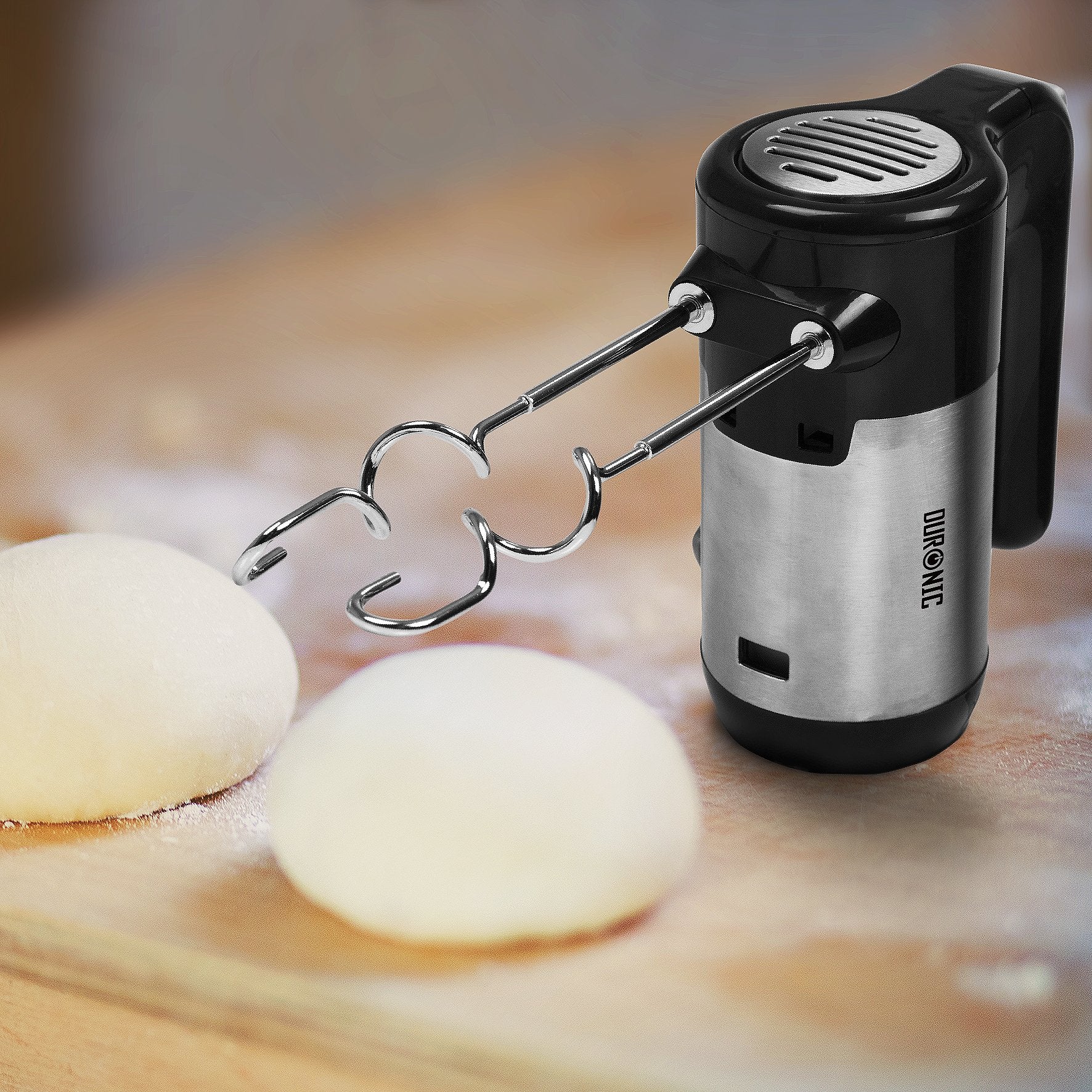 Duronic 300W Electric Hand Mixer - 5 Speed Turbo Boost with Whisk, Hooks & Beaters - Perfect for Baking Dough, Bread, Cakes, Cream & Brownies - Ideal for Home Kitchen, Baking Enthusiasts & Professional Chefs