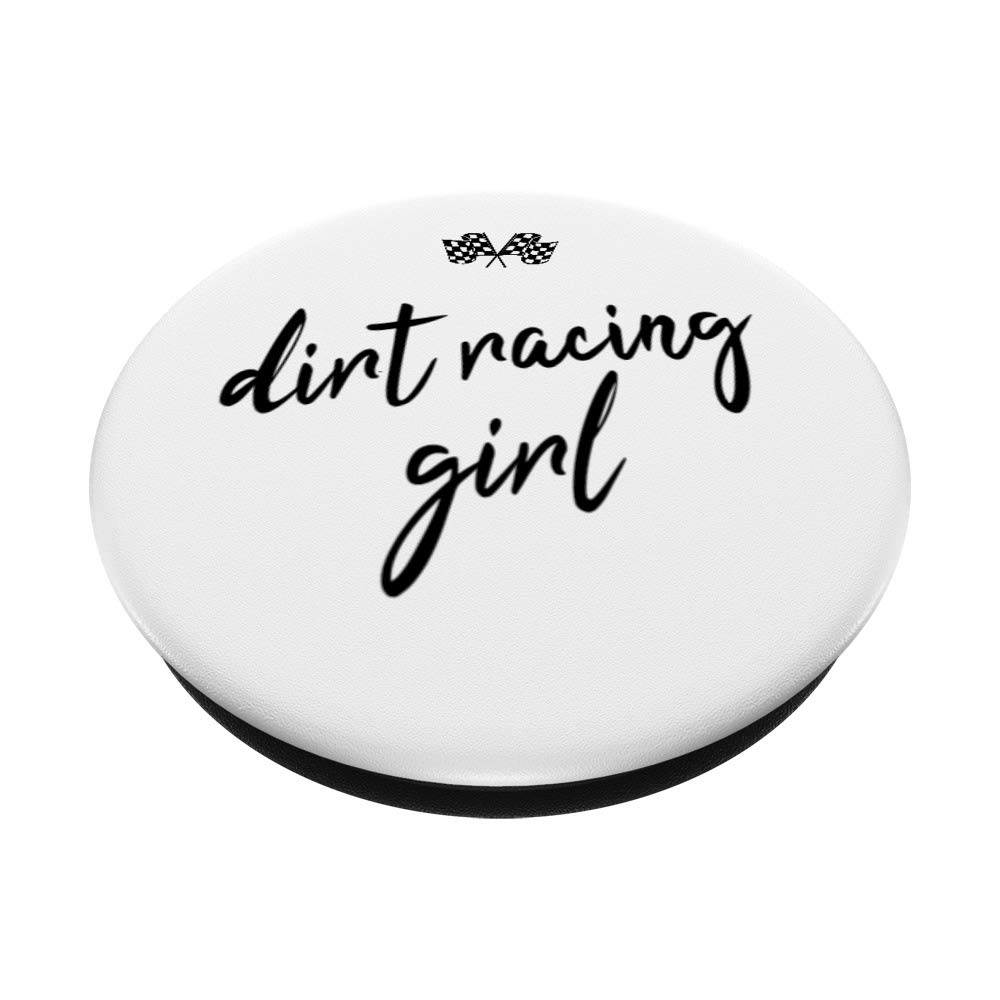 Checkered Flag Racing PopSockets Grip & Stand for iPhone, Samsung & Tablets - Dirt Track Racing Girl Design - Perfect for Motorsport Fans & Phone Accessories