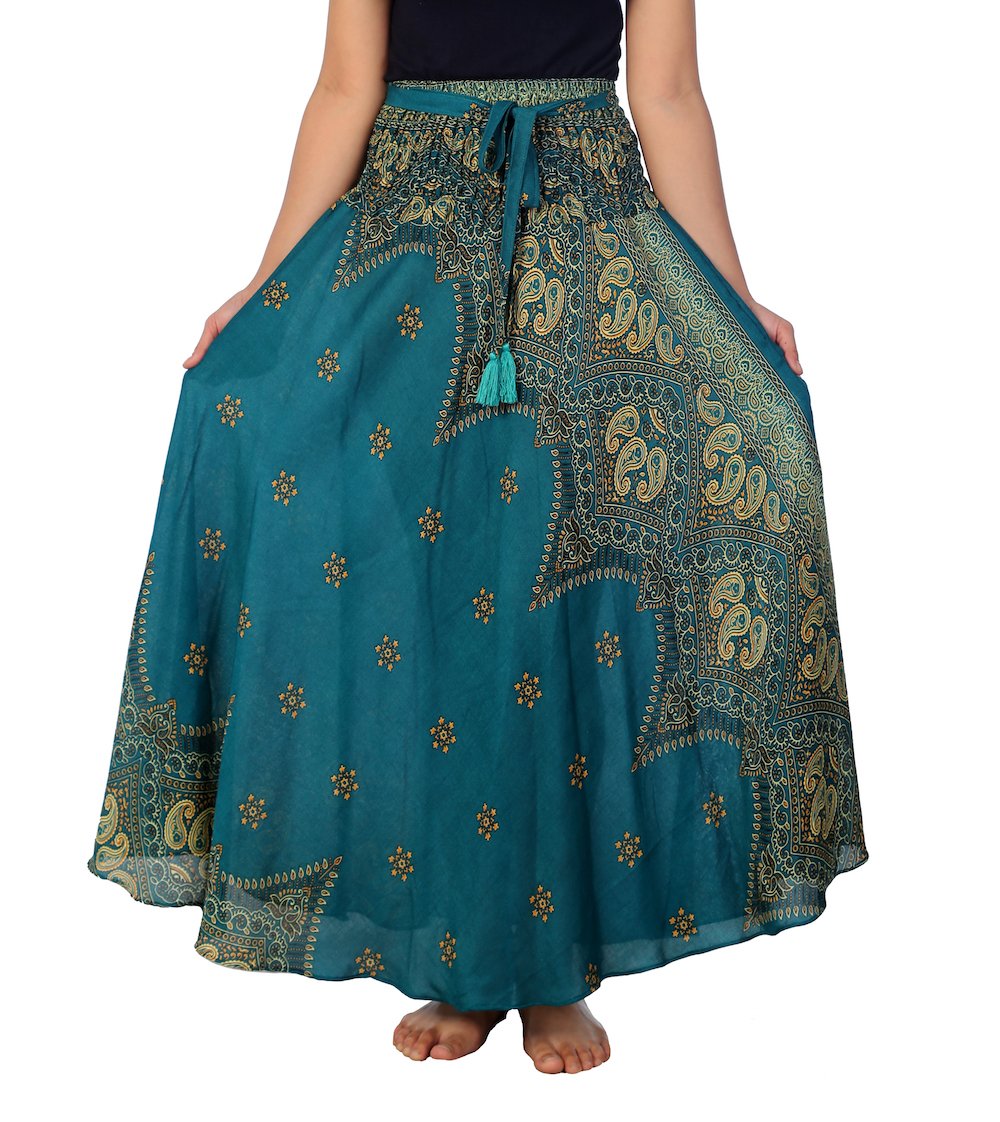 Lannaclothesdesign Women's Long Maxi Skirt - Bohemian Gypsy Hippie Style Boho Skirt for Summer | Perfect for Beach, Music Festivals & Casual Outings