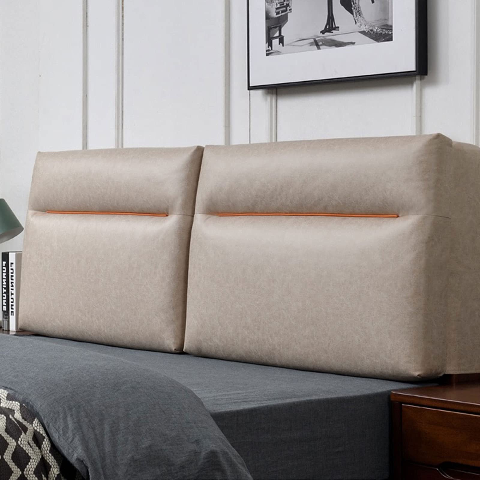 **King Size Upholstered Headboard Pillow - Bed Rest Wedge Cushion with Removable Cover for Lumbar Support, Day Beds & Bunk Beds | Customizable & Comfortable for Reading, Relaxing & Watching TV**