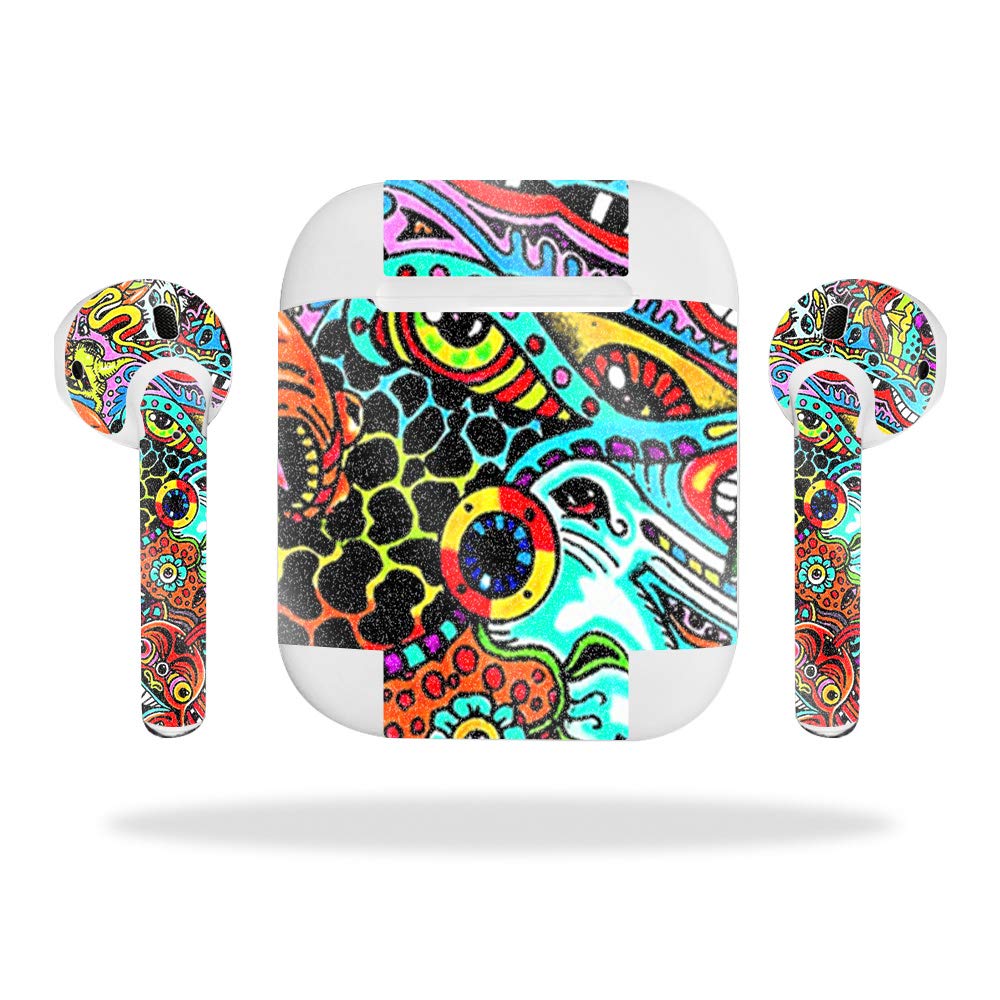 MightySkins Glossy Glitter Skin Cover for Apple AirPods Pro/3/2/1 - Acid Trippy Design | Protective & Durable High-Gloss Glitter Finish | Easy to Apply, Remove & Change Styles | Made in USA | Perfect for Music Lovers, Gym, Travel & Fashion Accessories