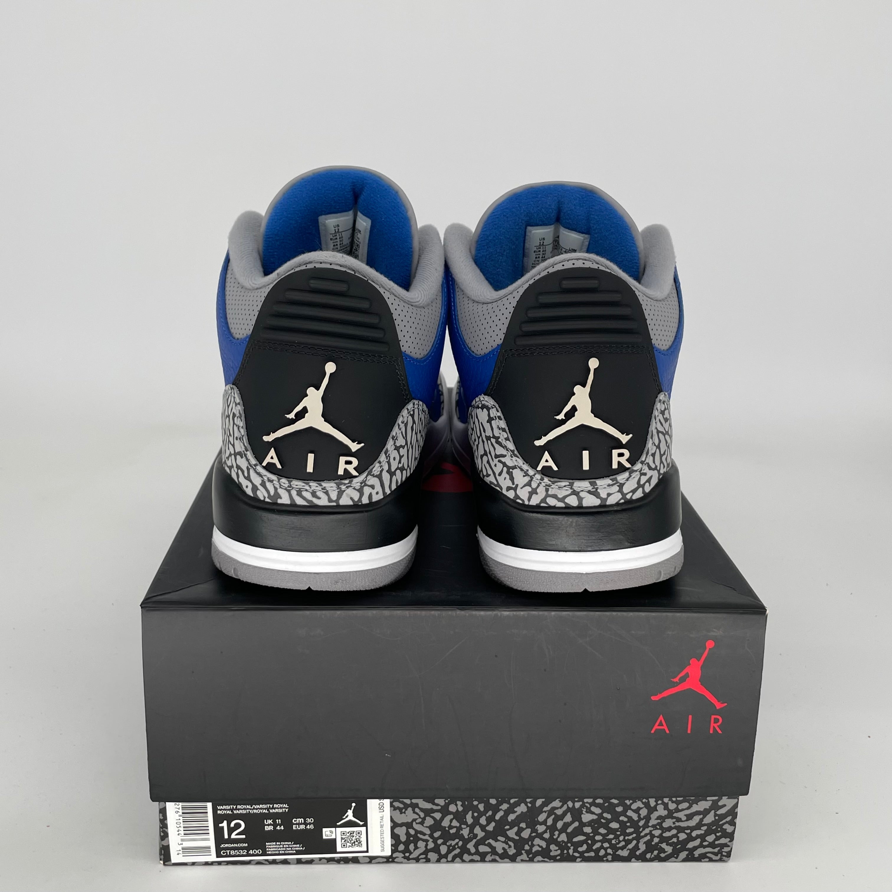 AIR JORDAN 3 VARSITY ROYAL CEMENT Men's Basketball Shoes - Size 12 (CT8532-400) | Retro Sneakers for Streetwear & Sports Performance