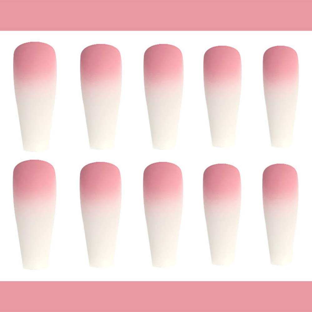 24Pcs Extra Long Ballerina Gradient False Nails - Matte Pink Coffin Press-On Nails with Glue & Stickers | Salon Quality Fake Nails for Women & Girls | Perfect for Parties, Weddings, and Special Occasions