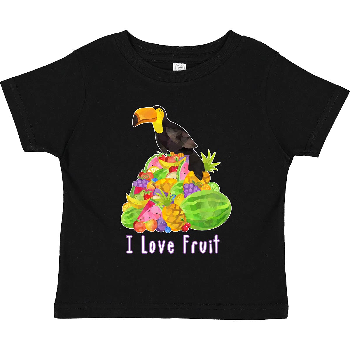 Inktastic I Love Fruit Toucan Toddler T-Shirt - Cute Tropical Bird Graphic Tee for Boys & Girls - Soft Cotton Kids Shirt for Playdates, Daycare & Summer Outfits
