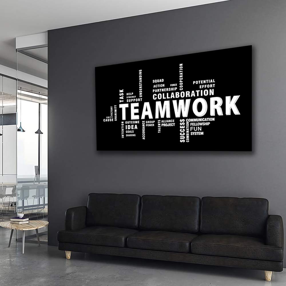 Teamwork Canvas Wall Art - Large Framed Motivational Quotes for Office & Home Decor - Inspirational Posters Ready to Hang | Perfect for Living Room, Bedroom & Workspace