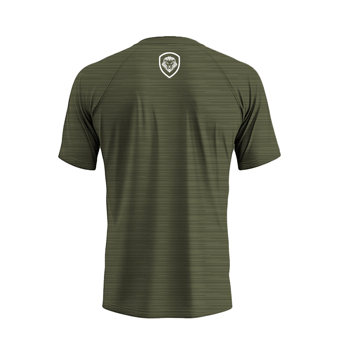 Valuetainment Army Green Performance Short Sleeve Shirt for Men - Moisture Wicking Activewear for Gym, Workout & Outdoor Adventures