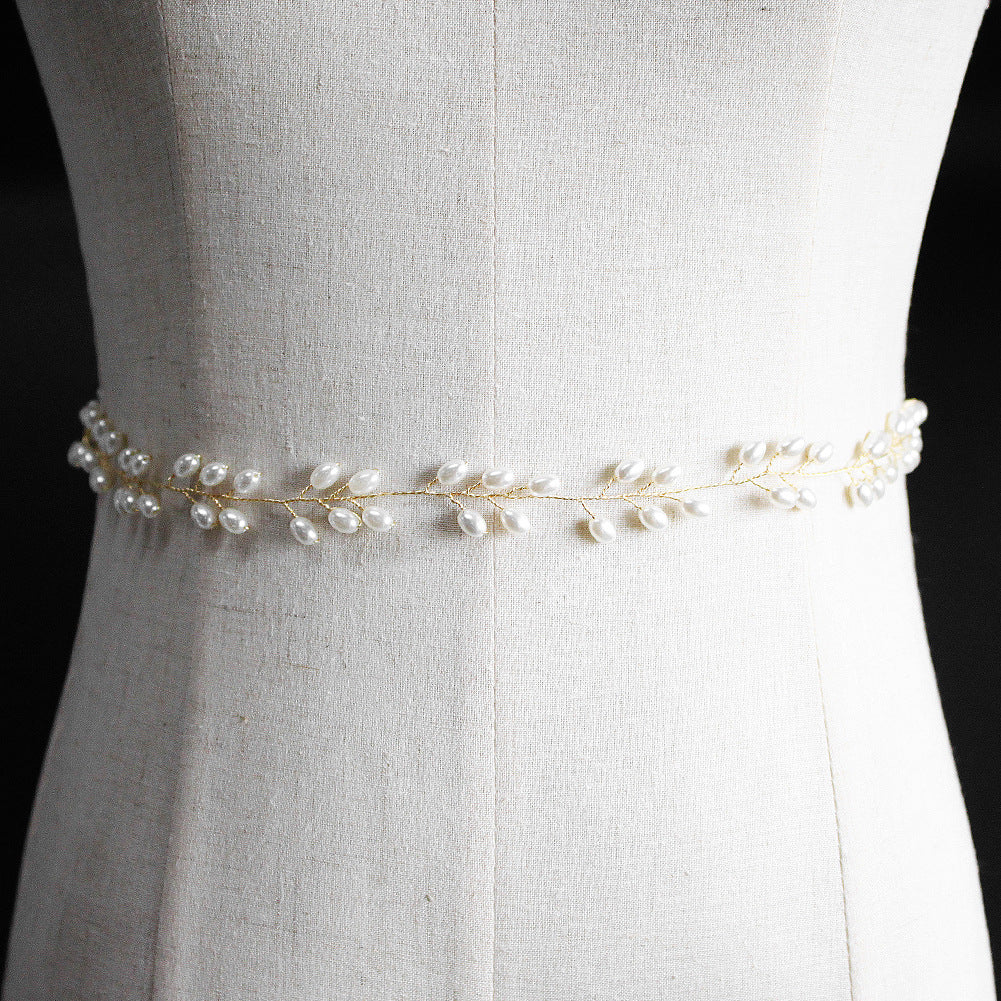 Elegant Imitation Pearl Bridal Sash Waist Chain - Perfect for Wedding Dresses, Bridal Showers & Formal Events