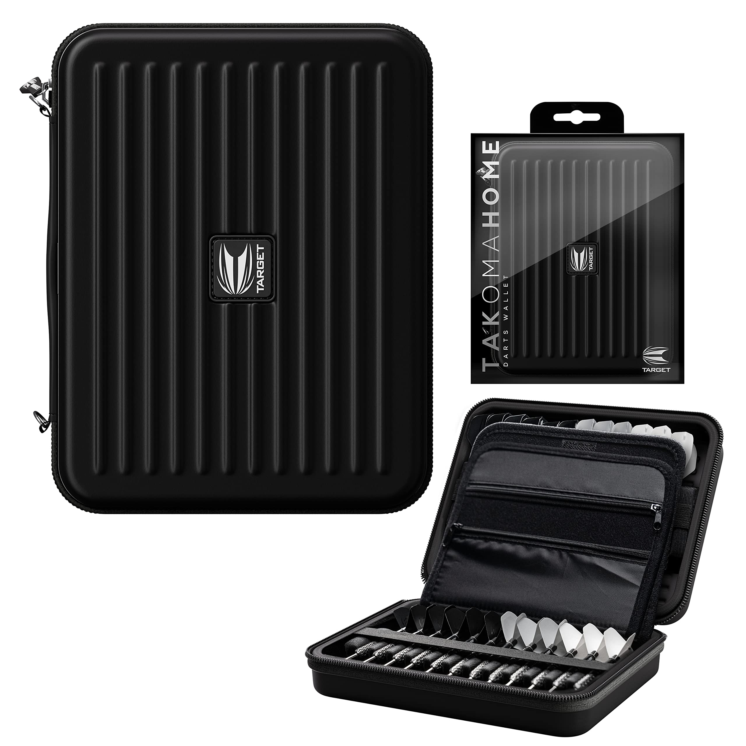 Premium Takoma Black Dart Wallet for Steel Tip Darts - Durable Leather Case with Multiple Pockets for Darts, Flights & Accessories - Perfect for Home, Bar & Professional Dart Games