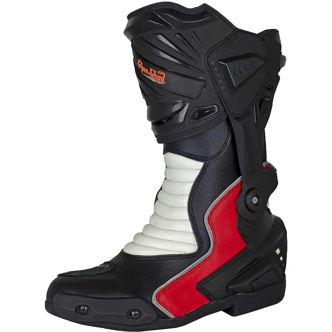 Open Road Men's Snap Lock Racing Boots - Durable Motorcycle Riding Boots for Men - Non-Slip, Comfortable & Stylish - Perfect for Cruising, Touring & Long Distance Rides