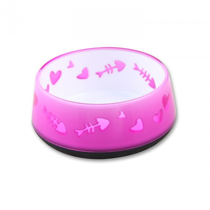 AFP Cat Love Bowl Pink 300ml - Cute Ceramic Pet Food Dish for Cats, Perfect for Wet/Dry Food & Water - Ideal for Home, Kitchen, or Travel Use