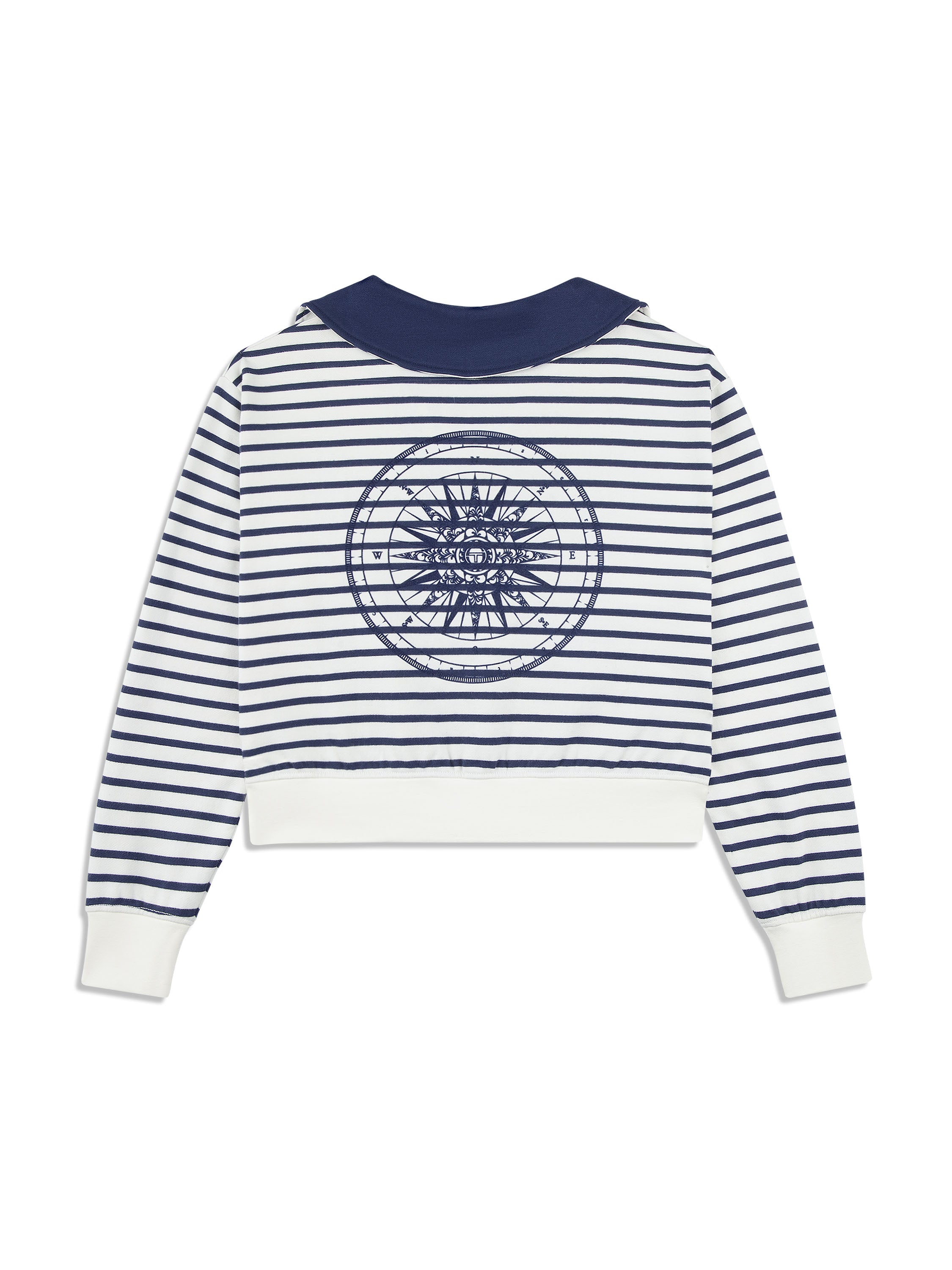 Marina Sailor Collar Sweatshirt - Women's Vintage Inspired Pullover with Gardenia Print | Casual Fall Fashion, Layering Top for Autumn Outfits