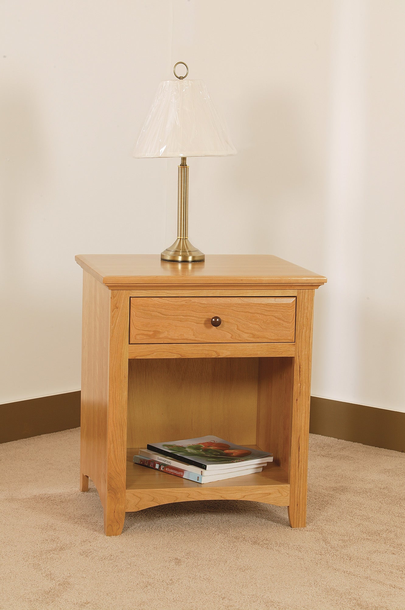 Raes Salem Solid Hardwood 1-Drawer Open Nightstand - Modern Bedside Table for Bedroom, Living Room & Guest Room Storage