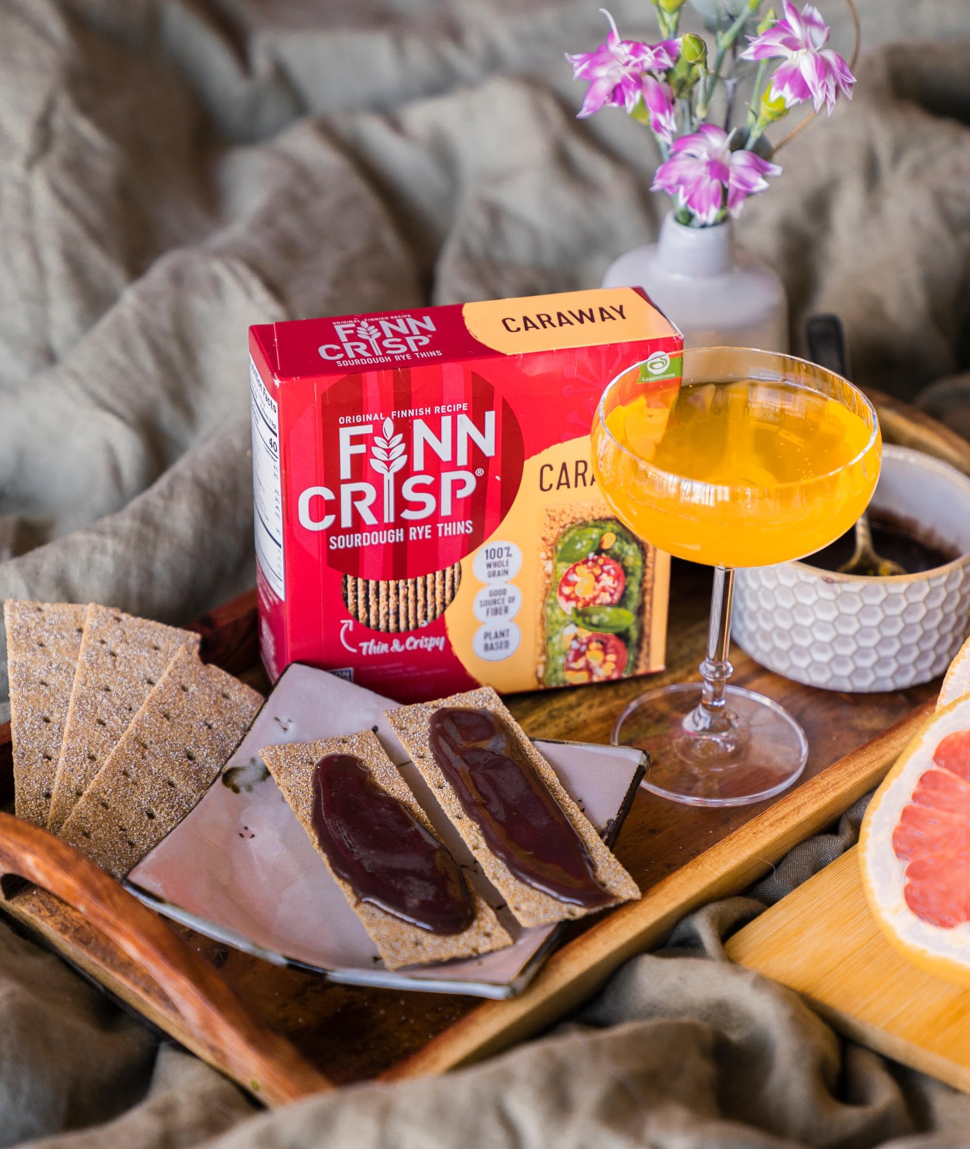 Finn Crisp Caraway Sourdough Rye Thins - 7 Ounce Boxes (Pack of 9) | Low-Calorie Crispbread Snacks for Healthy Diet, Keto & Gluten-Free Lifestyle | Perfect for Breakfast, Lunch, or On-the-Go Snacking