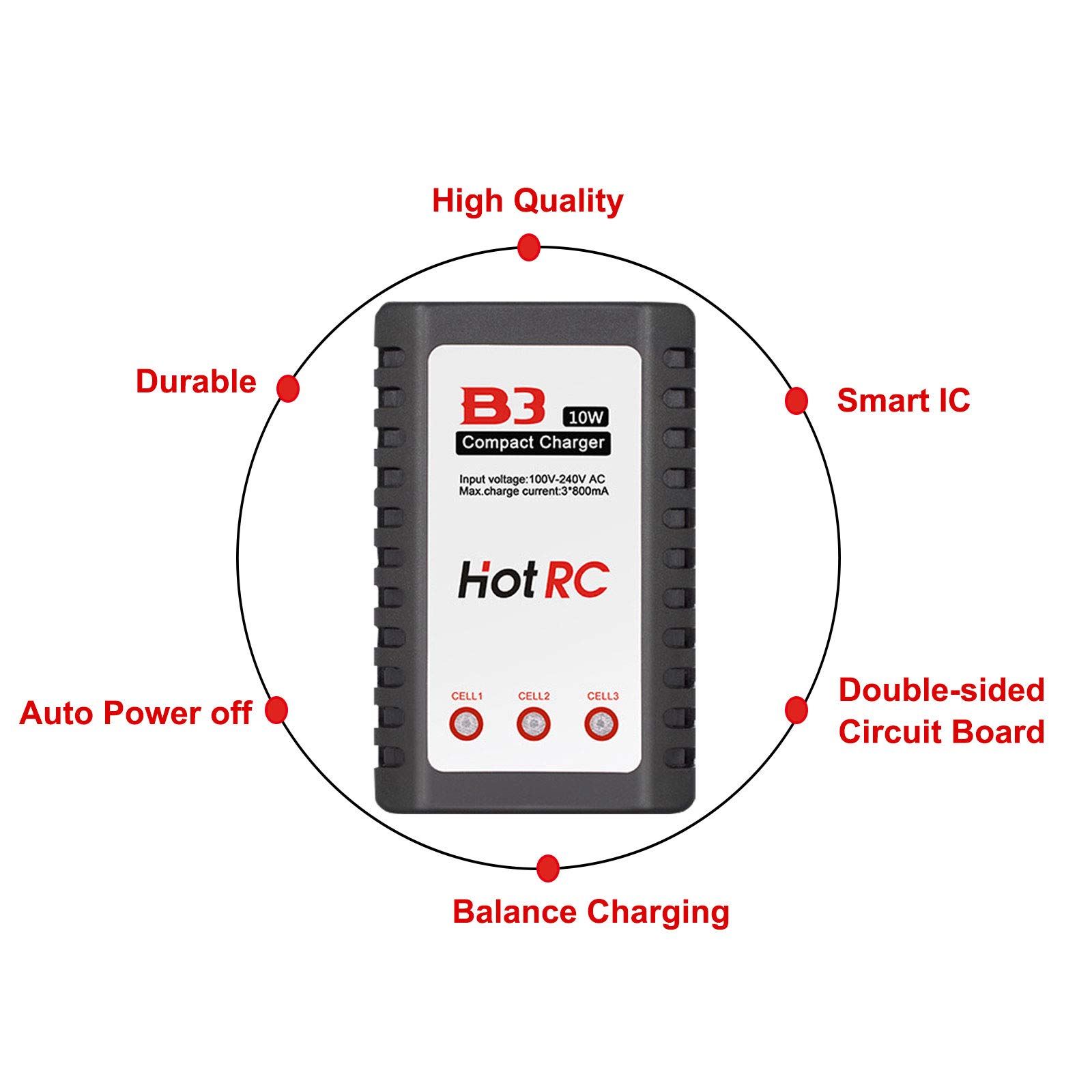 Soshine Smart 10W Balance Lipo Battery Charger for 2S 3S Cells - 7.4V 11.1V Airsoft Gun Battery Charger | Perfect for Airsoft Enthusiasts & RC Hobbyists