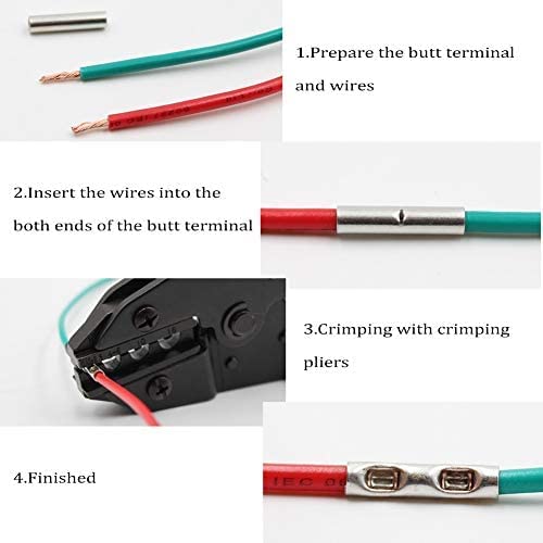 5 Pcs Non-Insulated Butt Connectors Kit - AWG #1/0 Uninsulated Wire Crimp Terminals for Automotive, Marine & Electrical Wiring Projects - Heavy Duty Copper Ferrules for Secure Connections