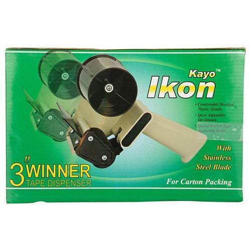 IKON Kayo 3 Inch Packing Tape Dispenser - Heavy Duty Tape Gun for Shipping, Moving & Packaging - Ideal for Home, Office & Warehouse Use