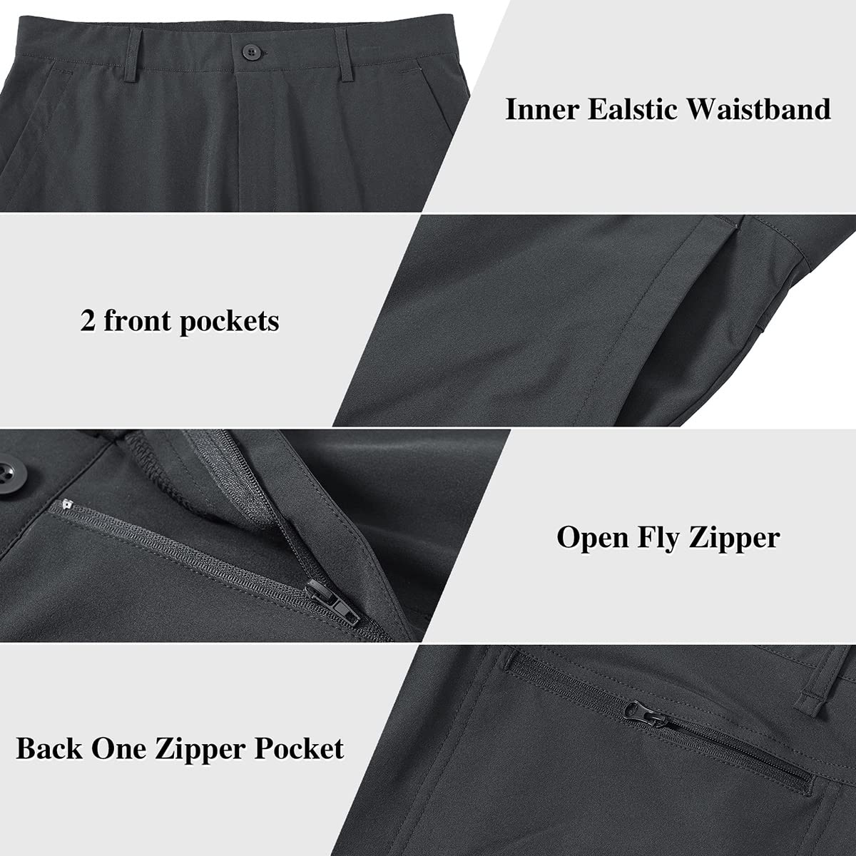 MoFiz Men's Slim Fit Stretch Golf Pants - Quick Dry Lightweight Office Dress Pants with Zip Pockets - Comfortable Casual Workwear for Golf, Business & Outdoor Activities