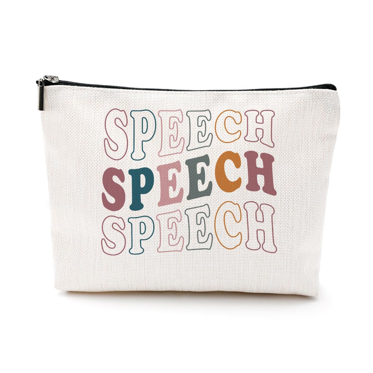 Multicolor Makeup Bag for Travel & Toiletry - Waterproof Zipper Closure Cosmetic Pouch with Stylish Letter Print - Perfect for Women, Men & Unisex Adults - Ideal for Gym, Vacation & Daily Organizer