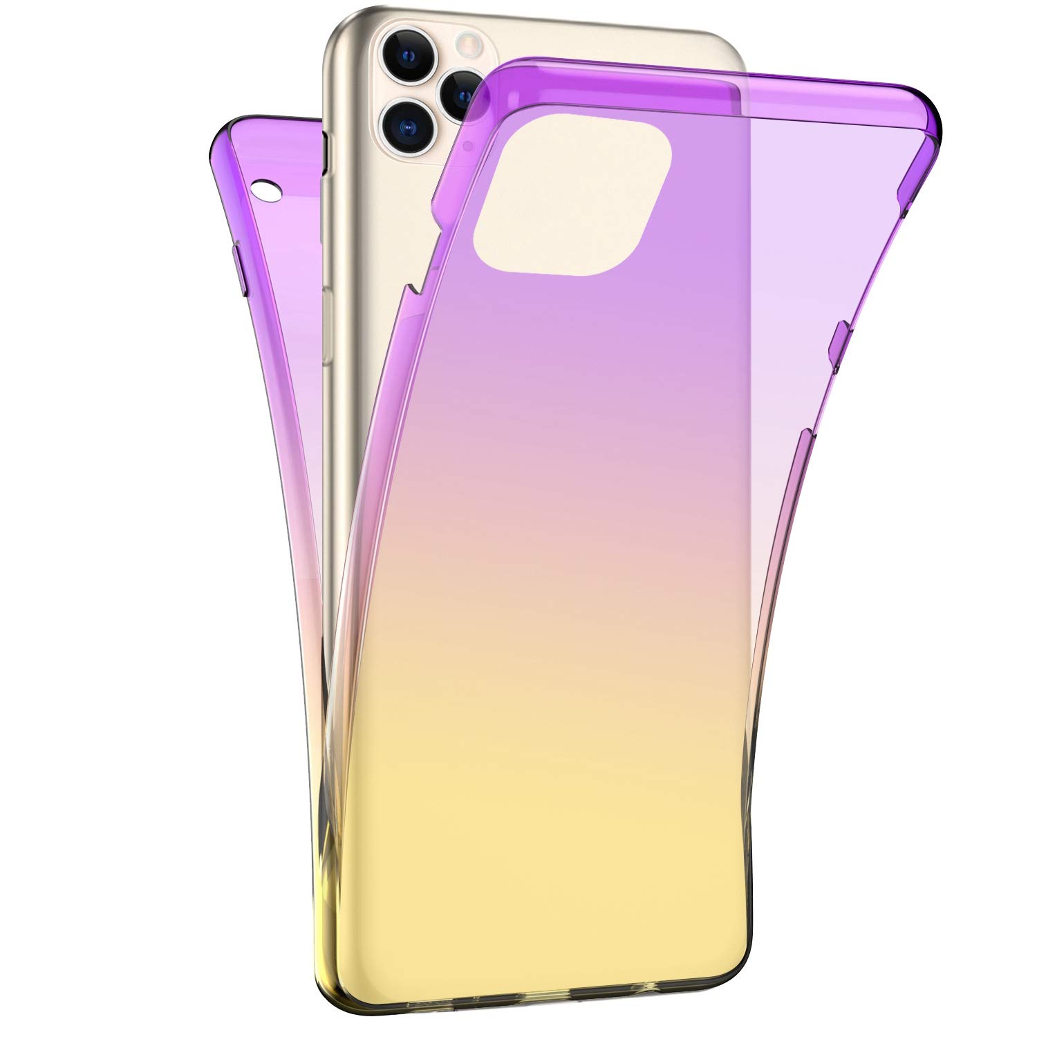 PHEZEN iPhone 11 Pro Max Case - Crystal Clear TPU Silicone Full Body Protective Cover with 360° Shockproof Bumper | Slim Design & Gradient Purple Yellow Colors | Perfect for Everyday Use, Travel & Outdoor Activities