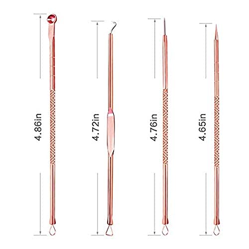 MACPLUS 4Pcs Professional Blackhead & Pimple Remover Kit - Golden Comedone Extractor Tools for Acne & Blackhead Removal on Face | Perfect for Home Spa & Skincare Routine