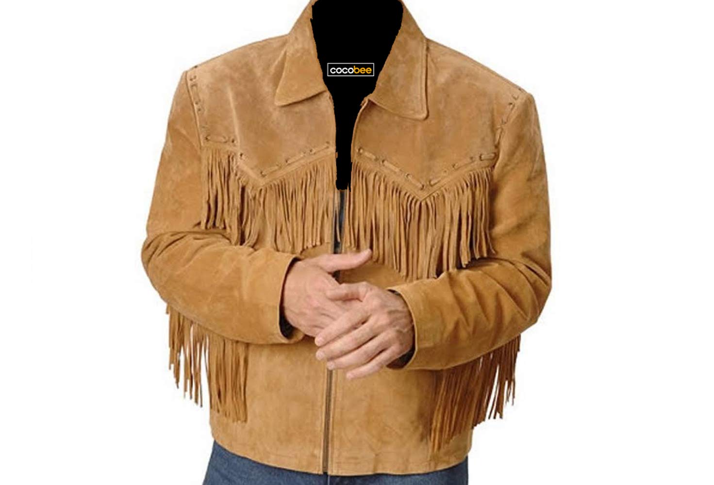 100% Genuine Leather Suede Western Jacket with Fringes - Cowboy & Native American Style Jacket Coat for Men (Black) | Perfect for Rodeo, Country Music Festivals & Western Fashion Outfits