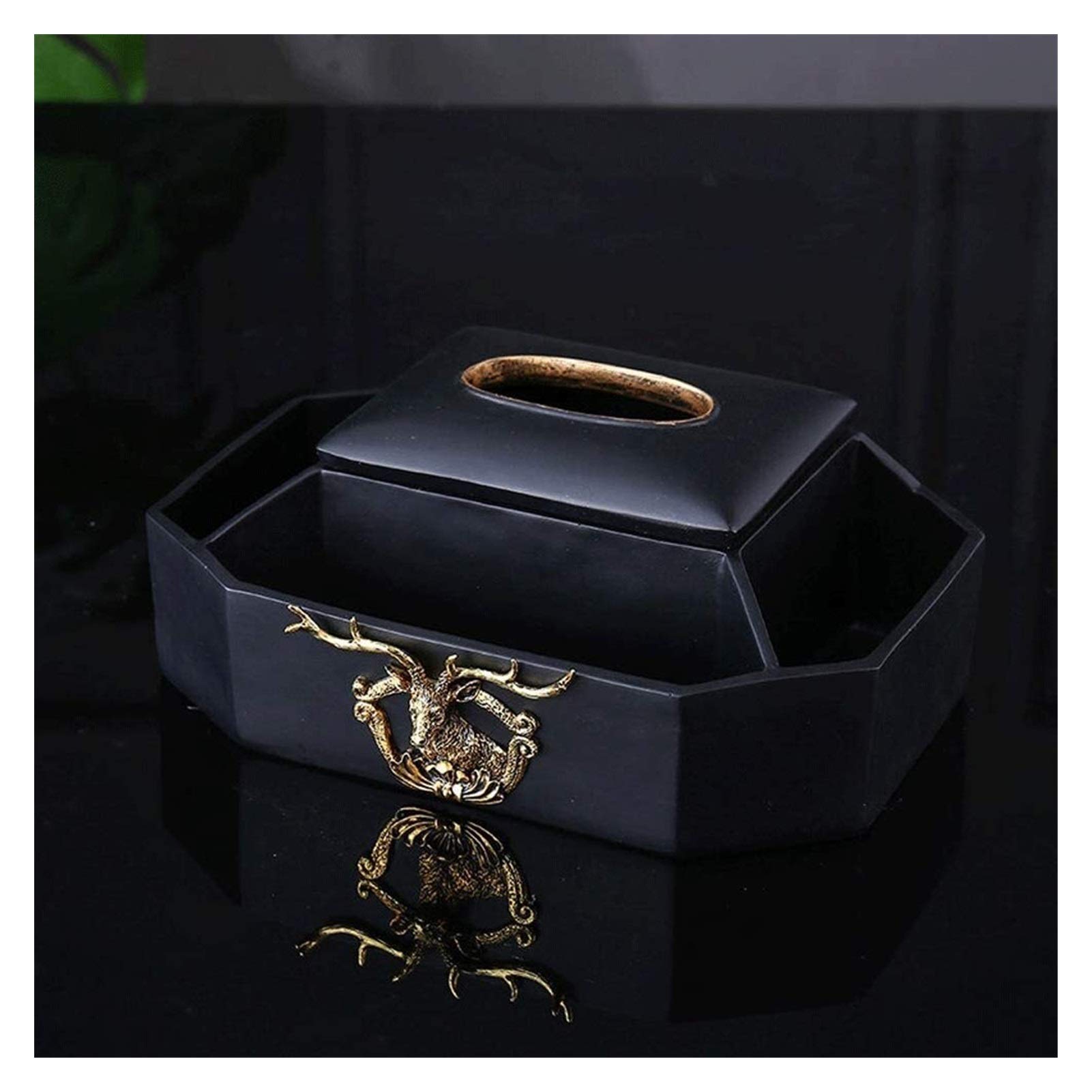 Vintage Multifunctional Tissue Box Cover - Desktop Storage Organizer for Tissues, Cosmetics, Remote Control & Napkins | European Style Home Decor (Black) - Perfect for Living Room, Bedroom & Office