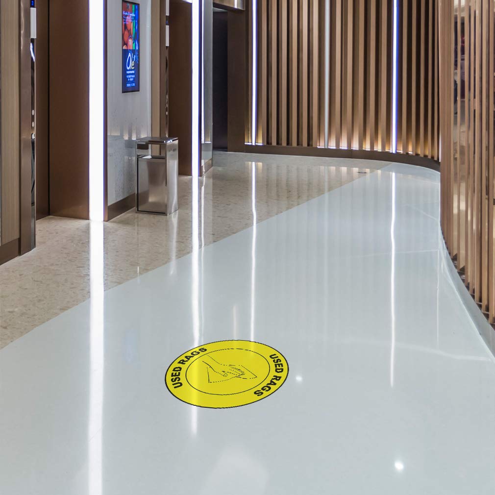Used Yellow Anti-Slip Round Floor Decals - 36Inch Industrial Safety Signs for Business & Warehouse (Non-Slip Floor Marking Stickers for Work Areas, Factories, Garages)