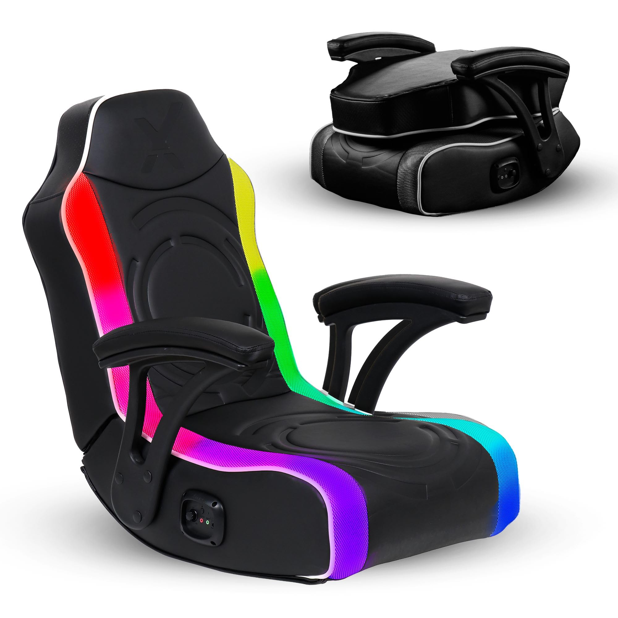 X Rocker Video Gaming Floor Rocker Chair with Built-in Audio Speakers - Foldable Design for Bedroom & Game Room - Perfect Gift for Gamers, Boys, Girls & Teens Ages 5-17 - Ideal for Gaming, Movie Nights & Relaxation
