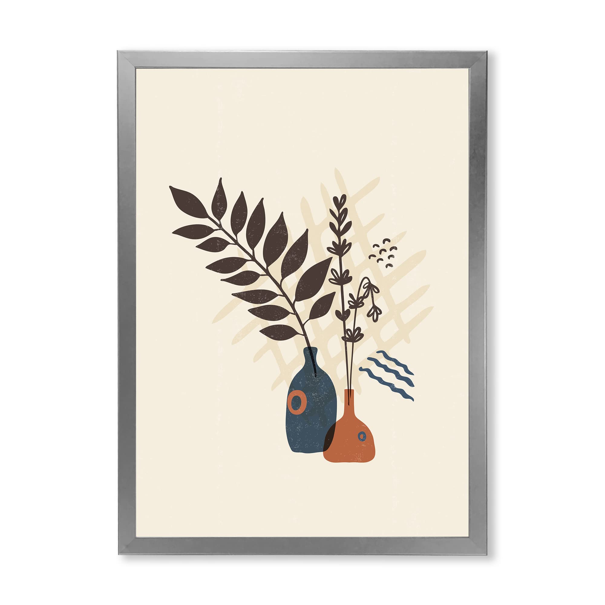 Vintage Boho Minimalist Floral Framed Wall Art - Modern Home Decor for Living Room, Bedroom & Office - Perfect for Boho, Scandinavian & Farmhouse Style Interiors
