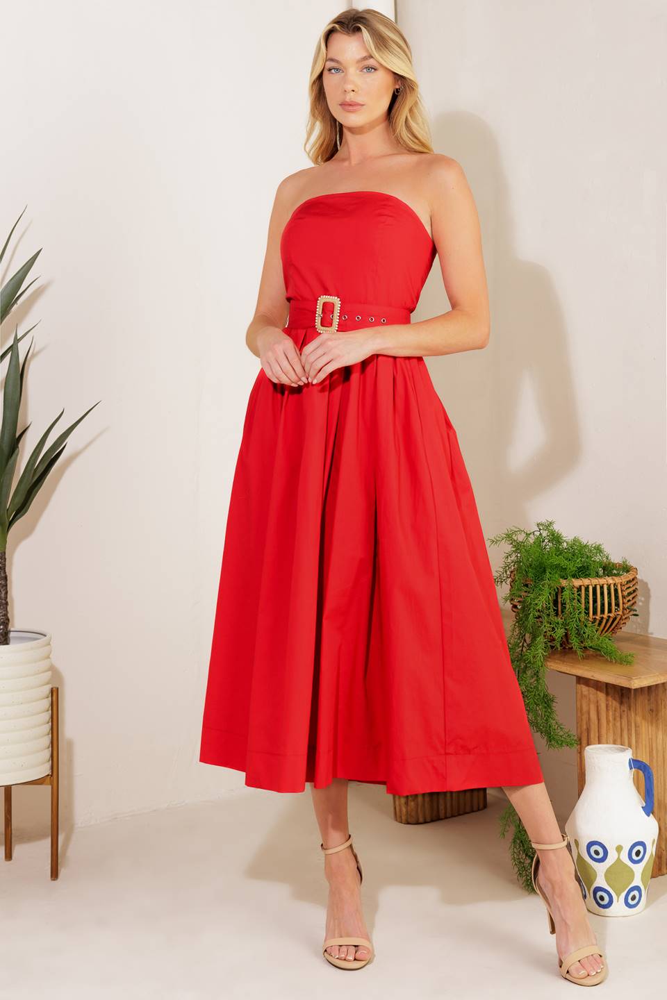 DAYS THAT FADE Woven Midi Dress - Flowy Boho Summer Dress for Women, Beach Wedding Guest Outfit