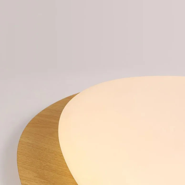 Minimalist Round Ceiling Light with Wooden Frame - Modern Scandinavian Style Lighting Fixture for Living Room, Bedroom, and Dining Room