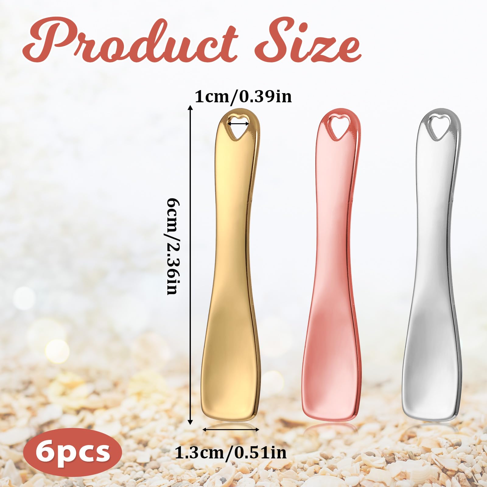 6-Piece Mini Metal Makeup Spatula Set - Reusable Cosmetic Tool for Skincare, Face Masks, Creams & Lotions (Silver, Gold, Rose Gold) | Perfect for Travel Kits, Salon Use & Home Beauty Routines