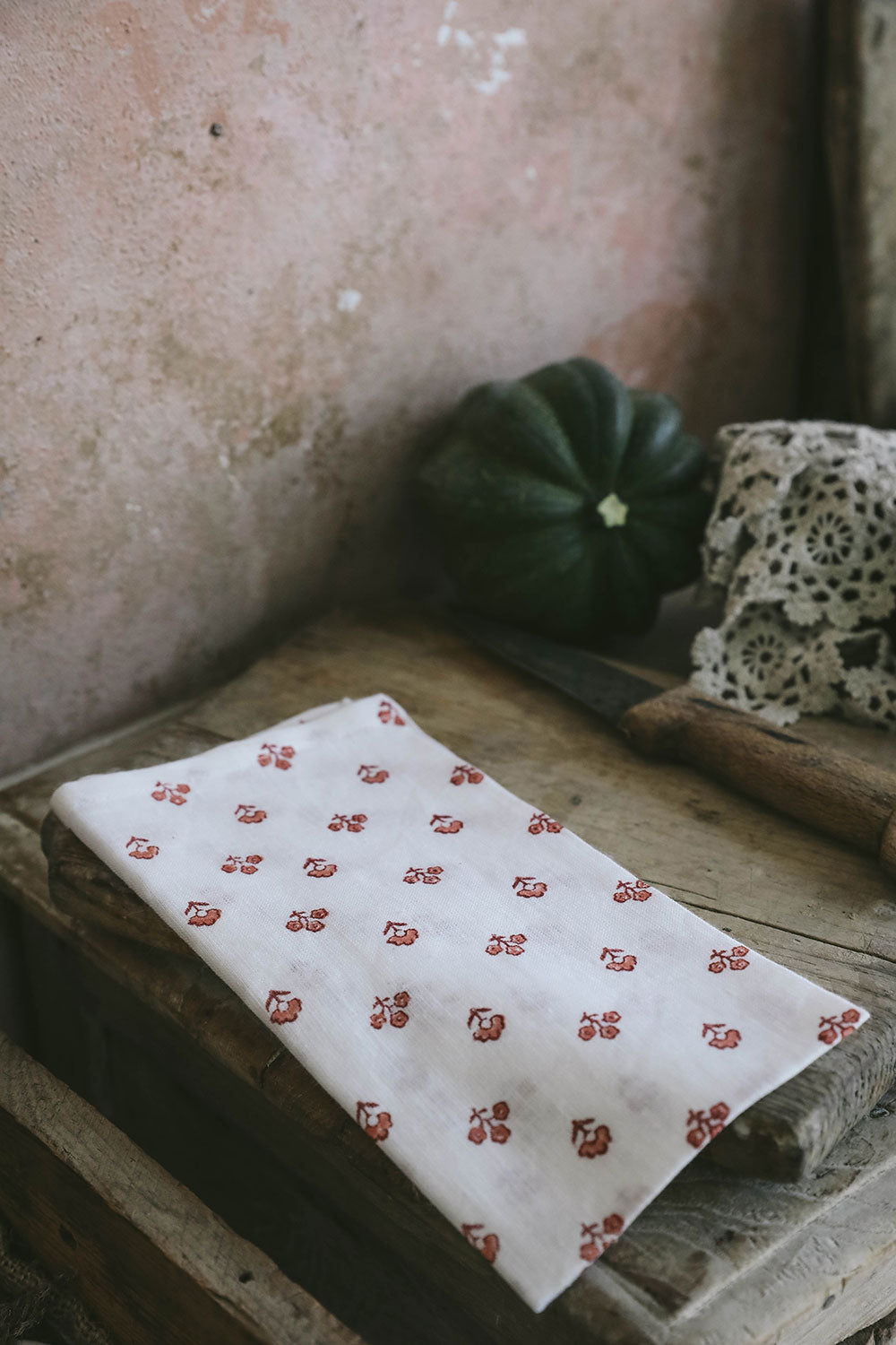 Handmade Block Printed Linen Napkin Set - 100% Natural Red Cotton - Perfect for Dinner Parties, Weddings & Home Decor