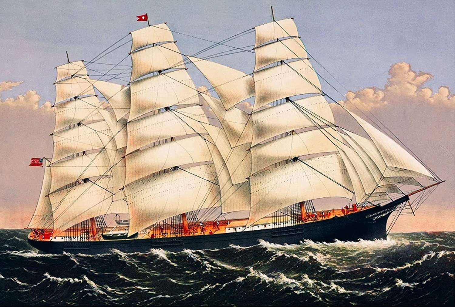 1000 Piece Wooden Jigsaw Puzzle for Adults - DIY Clipper Ship Sailing Scene, Educational Brain Teaser & Stress Relief Toy, Perfect Gift for Puzzle Lovers (Home Decor, Family Game Night, Classroom Activity)
