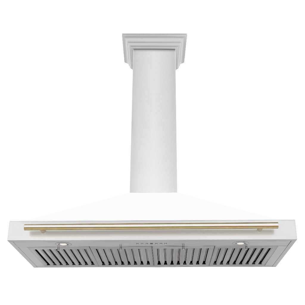 ZLINE Autograph Edition 48 Inch Convertible Stainless Steel Range Hood with White Matte Shell - Professional Kitchen Ventilation for Home Chefs | Perfect for Modern Kitchens & Open Concept Living Spaces (KB4STZ WM48)