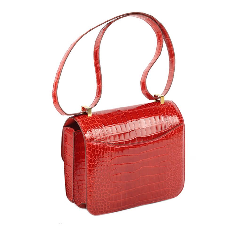 Luxury Hermès Constance 24 Handbag in Sanguine Alligator Leather - Elegant Designer Shoulder Bag for Women | Perfect for Parties, Weddings & Special Occasions