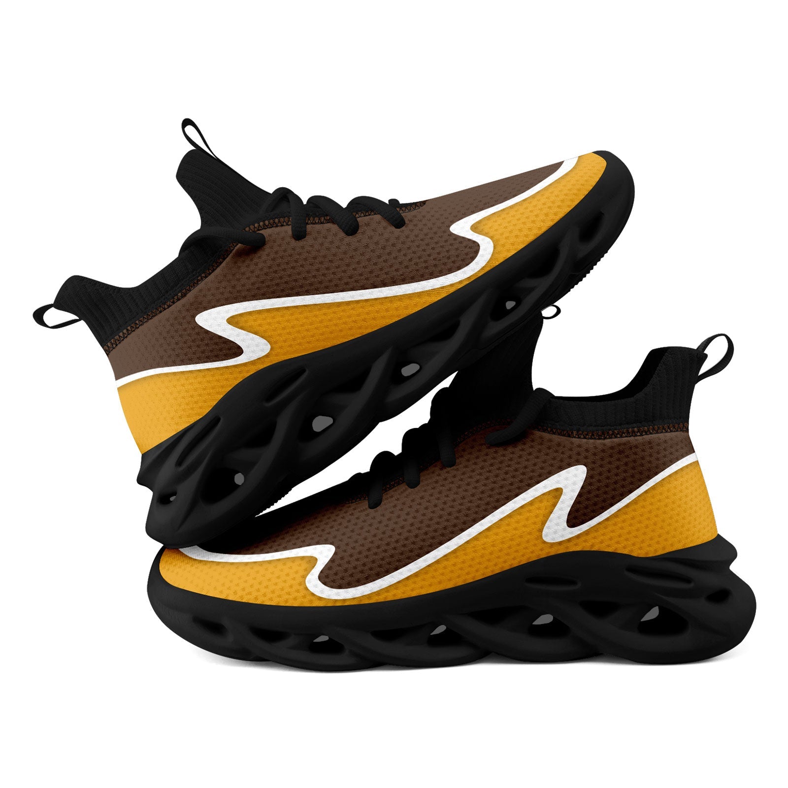 Custom Brown & Yellow Maxsoul Personalized Sneakers - Men's/Women's Fashion Casual Shoes FN030A E020011 Size 10 - Perfect for Streetwear, Gym & Everyday Comfort