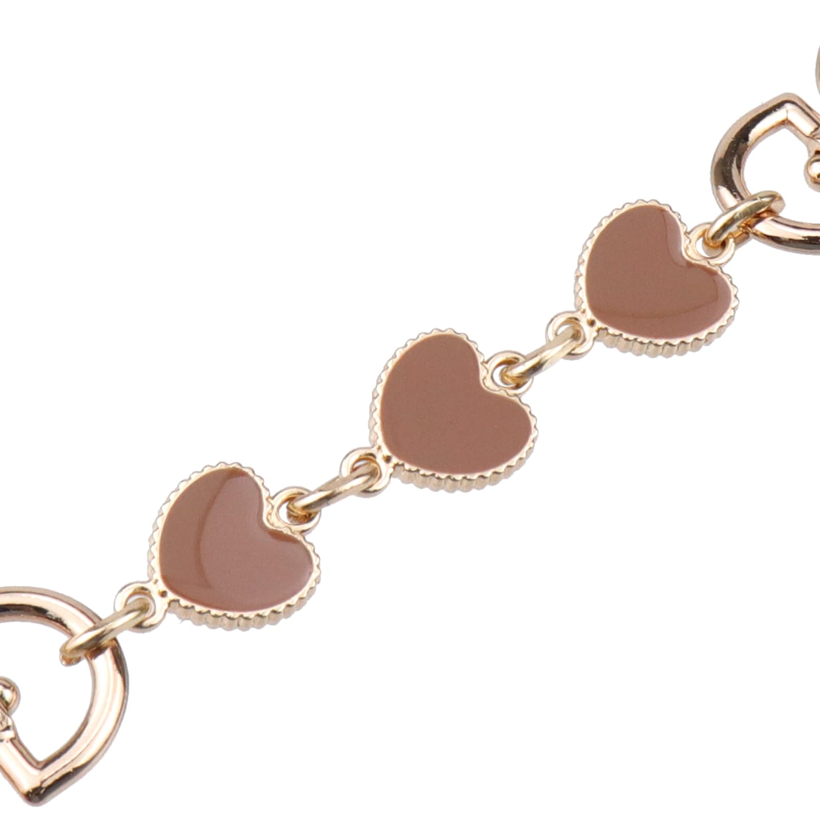 2pcs Brown Heart-Shaped Bag Extender Chain - Purse Strap Extender, Metal Handbag Replacement Strap, Gold Love Bag Charm for Crossbody Bags - Perfect for DIY Purse Making & Fashion Accessories (Brown)
