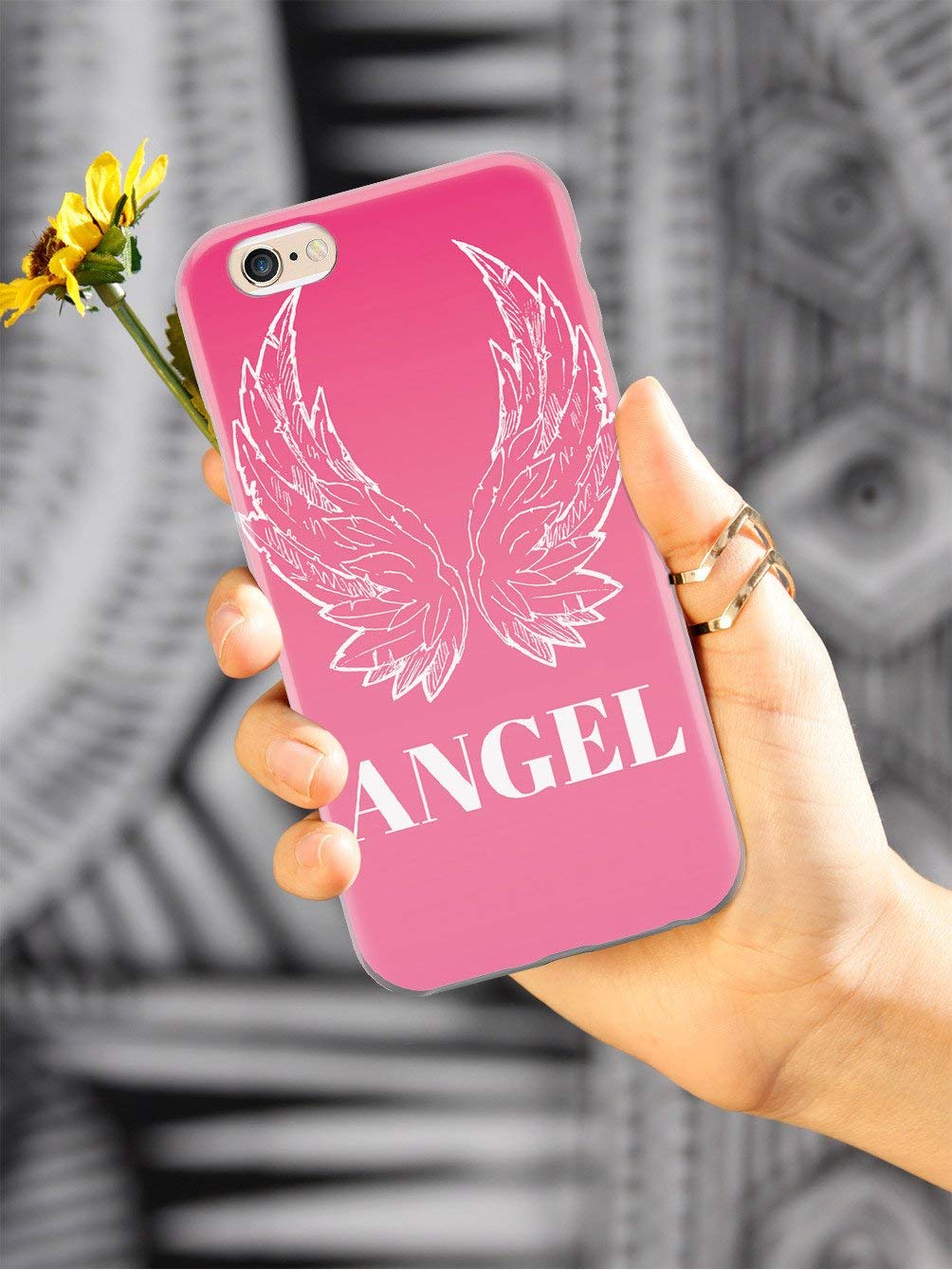 Inspired Cases - iPhone Xs Max Case with 3D Textured Design - Shockproof Protective Cover for Apple iPhone Xs Max (Pink Angel Wings) - Perfect for Everyday Use, Travel & Gifts