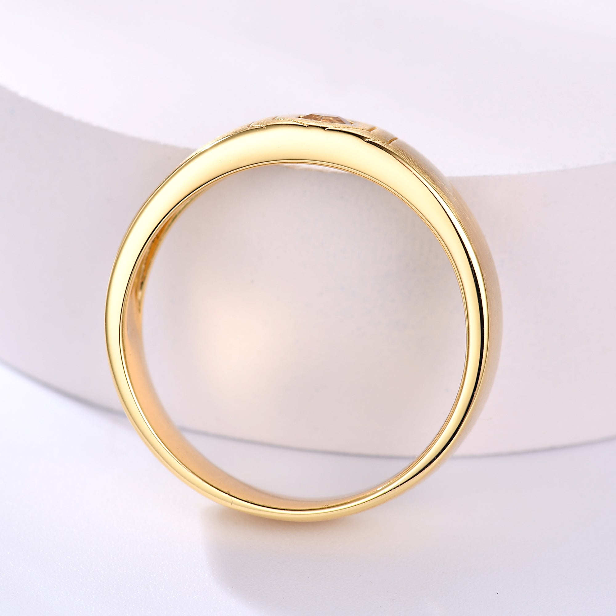 14K Yellow Gold Men's November Birthstone Hexagon Citrine Wedding Band - Perfect for Anniversaries, Engagements & Gifts