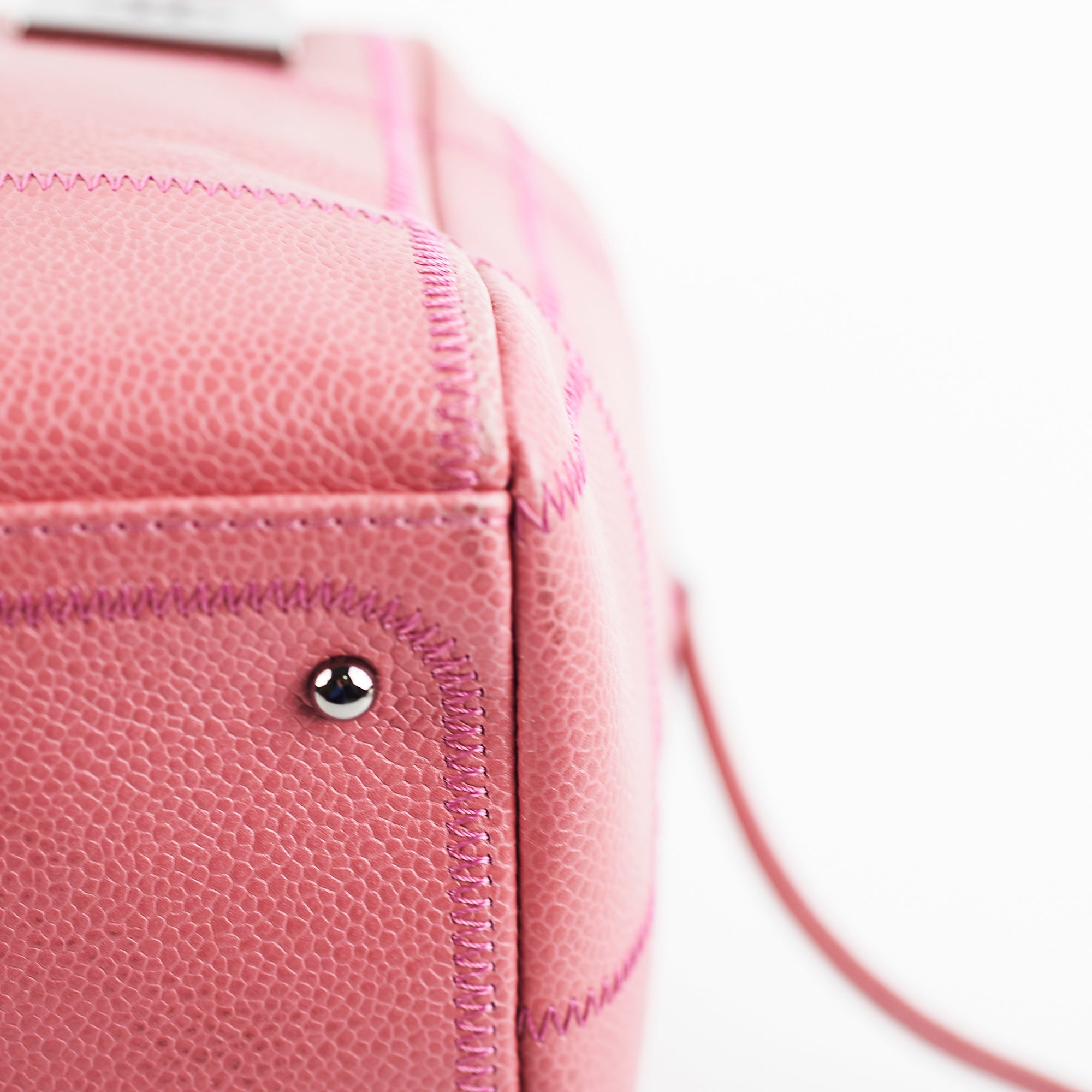 Chanel Caviar Square Stitch Bowler Bag in Pink | Luxury Designer Handbag for Women | Perfect for Parties, Weddings & Special Occasions