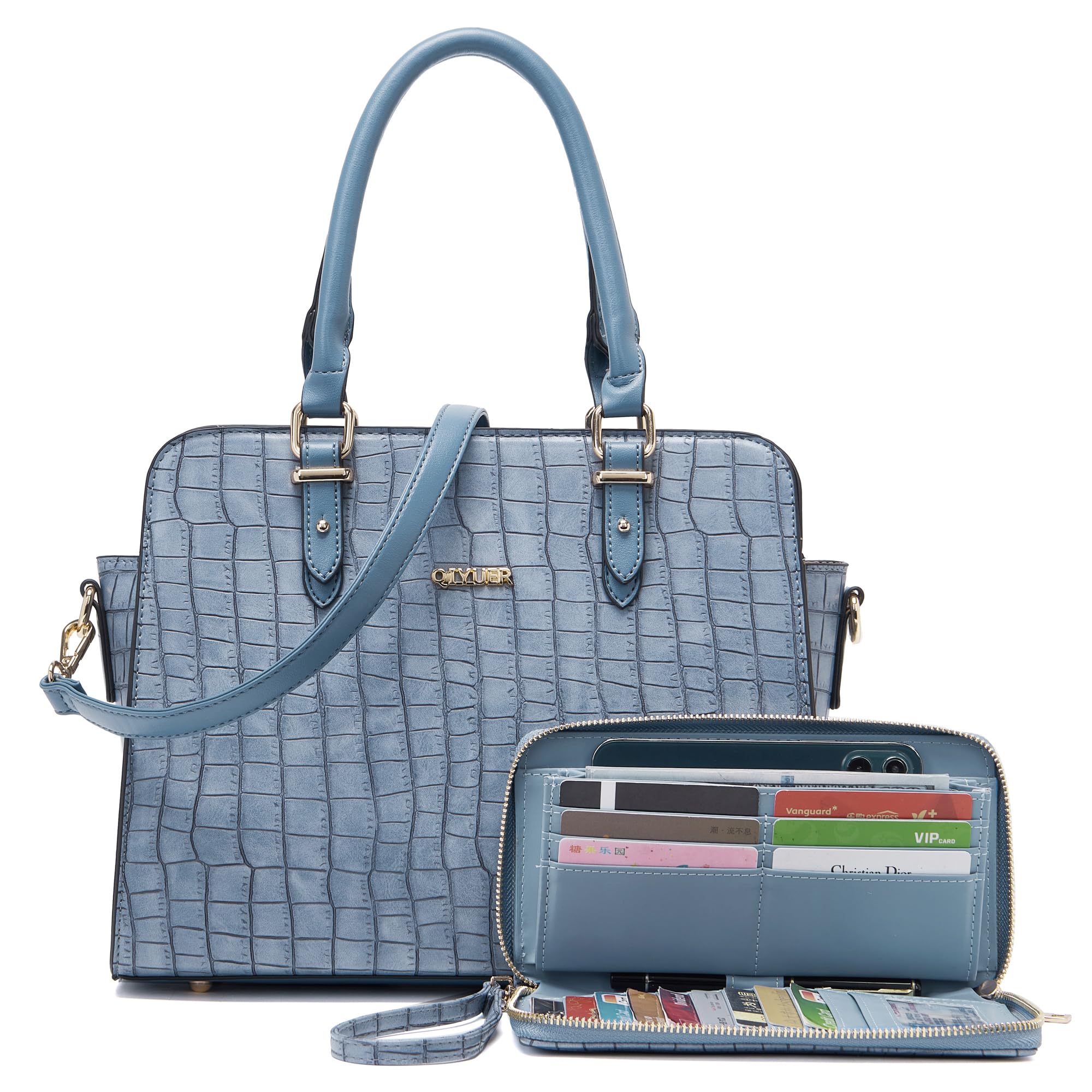 Stylish Women's Satchel Purse & Wallet Set - 2-Piece Top Handle Work Tote Bag for Office, Travel & Daily Use | Qiyuer Fashion Accessories