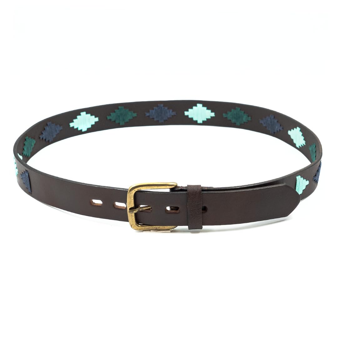 Premium Hand-Stitched Genuine Leather Polo Belt for Men - Classic Dress & Casual Wear for Office, Business & Everyday Style